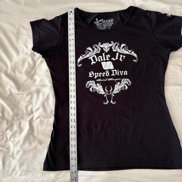 Dale Jr. Speed Diva black with shiny silver lettering tee. Women's size XL. - Picture 7 of 7